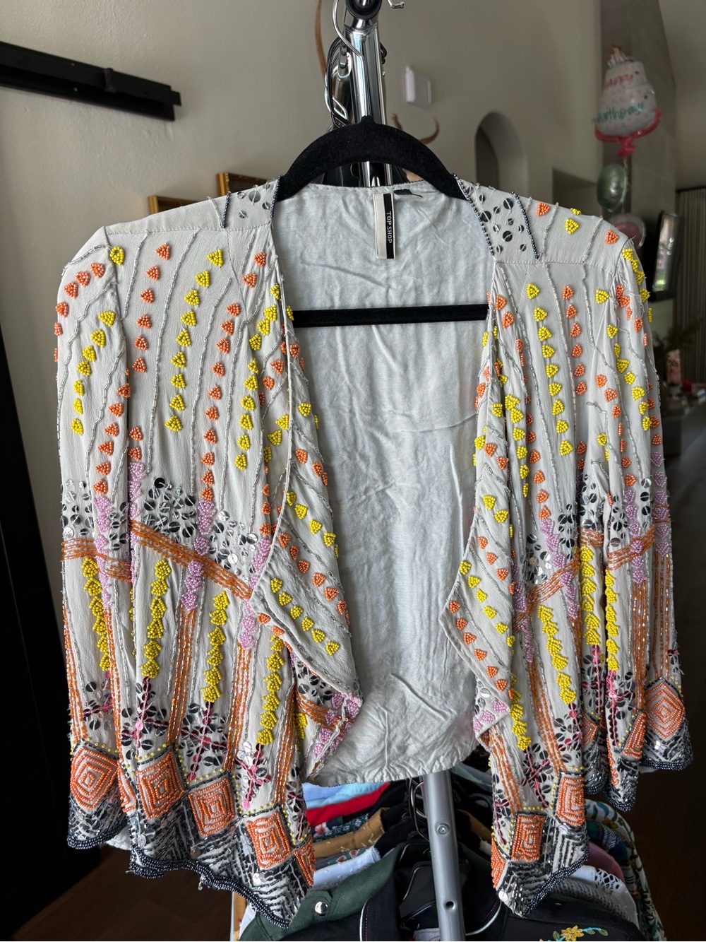 Topshop Beaded Outer with Silver Lining